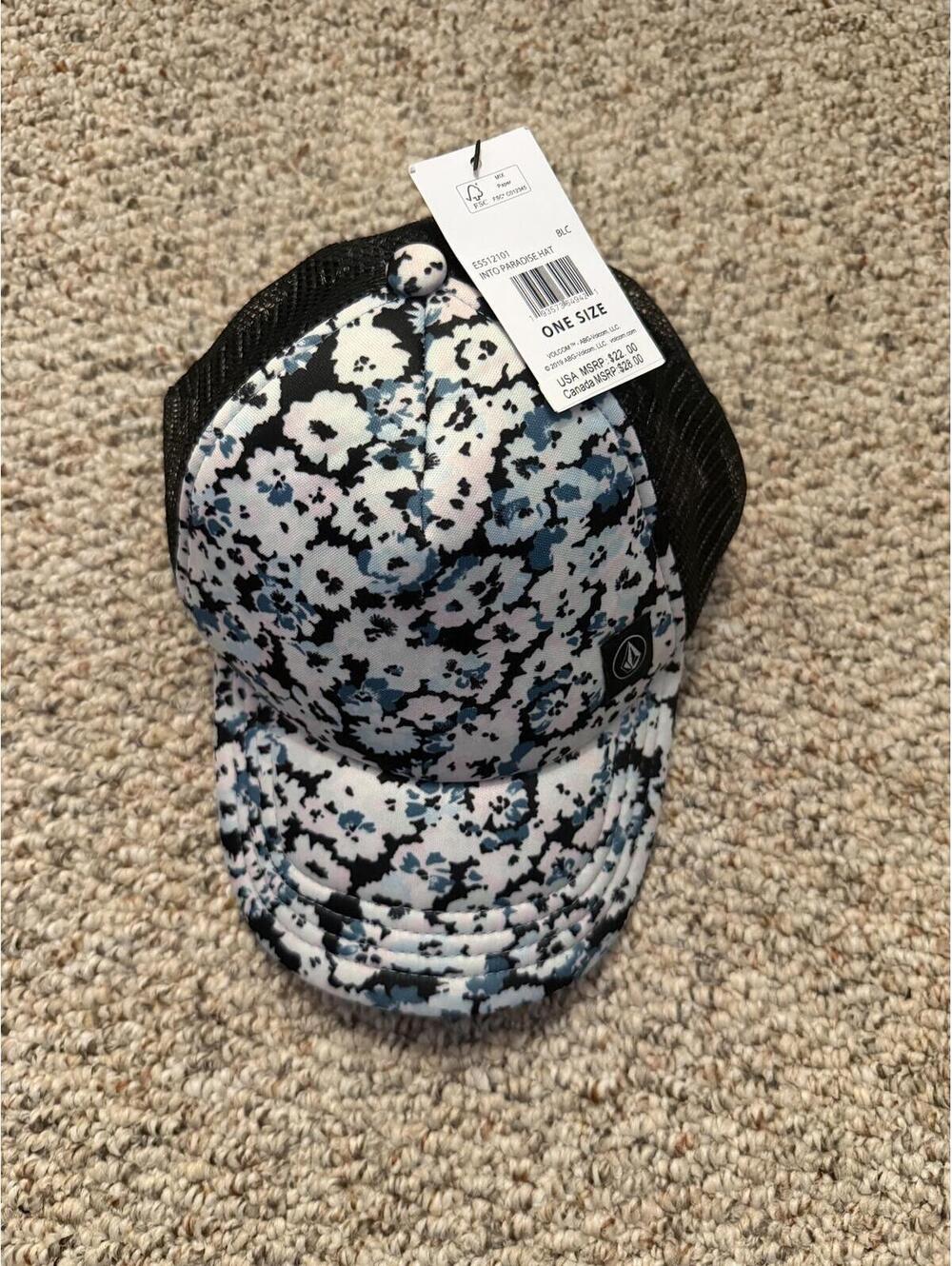 Volcom Into Paradise flowered black trucker hat